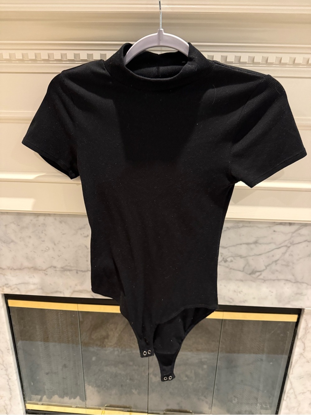 Classic Black Short-Sleeve Mock Neck Bodysuit